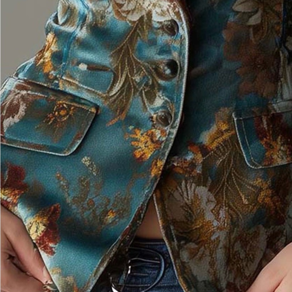 Floral Velvet Blazer - Multicolor - Picture 5 of 9